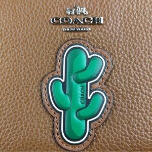 Coach CACTUS Tan Leather Bag with Green Design